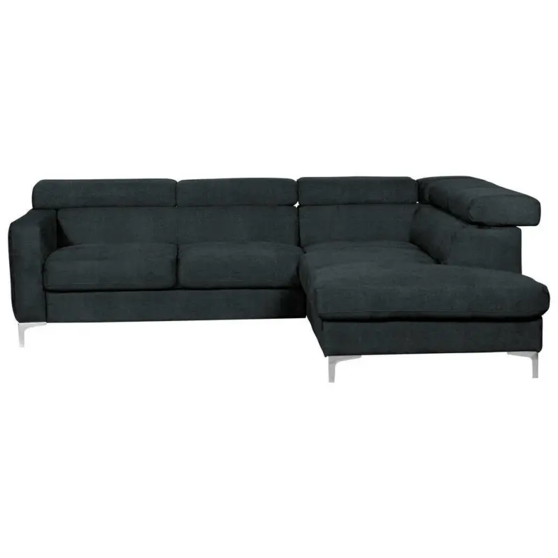 Ecksofa in Flachgewebe Schwarz