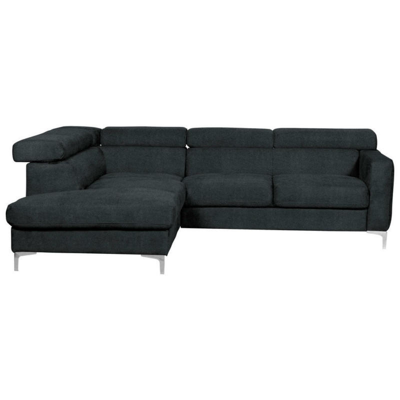 Ecksofa in Flachgewebe Schwarz