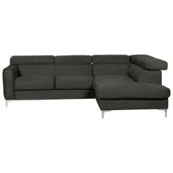 Ecksofa in Flachgewebe Anthrazit