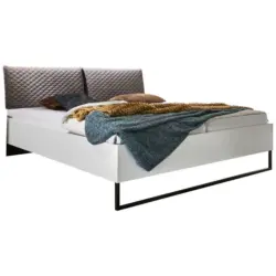 Polsterbett 160/200 cm in Grau, Weiß