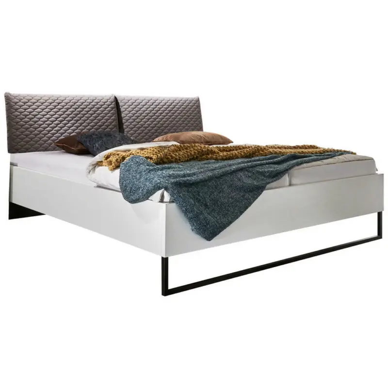 Polsterbett 160/200 cm in Grau, Weiß