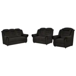 Sitzgarnitur in Lederlook Schwarz