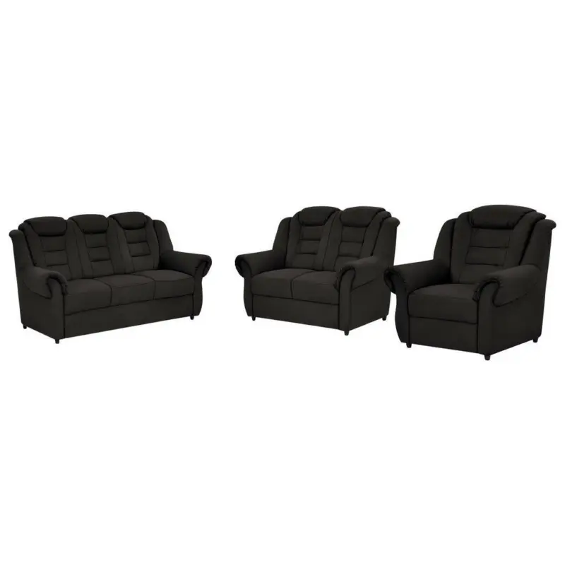 Sitzgarnitur in Lederlook Schwarz