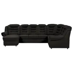 Wohnlandschaft in Lederlook Schwarz