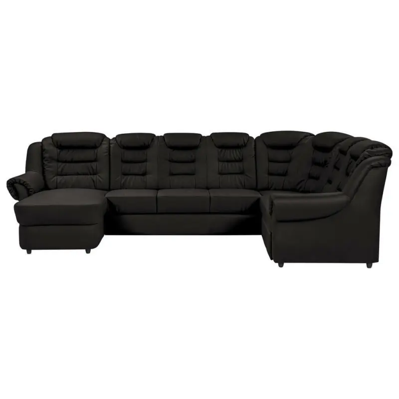 Wohnlandschaft in Lederlook Schwarz