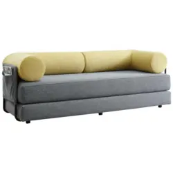 Schlafsofa in Flachgewebe Gelb, Grau