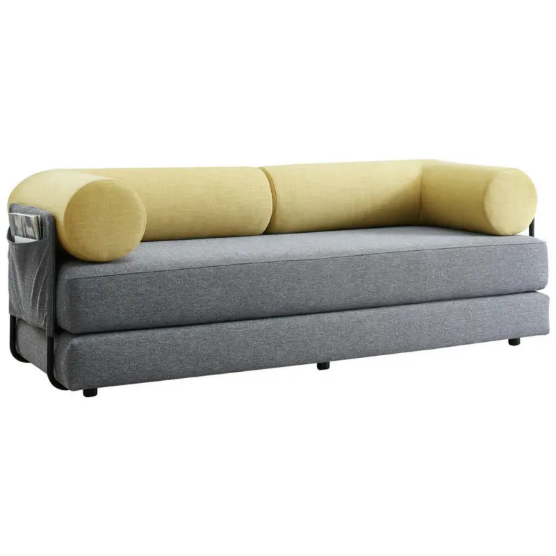 Schlafsofa in Flachgewebe Gelb, Grau