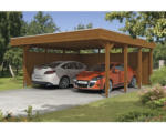 Hornbach Doppelcarport SKAN HOLZ Friesland inkl. Seiten- und Rückwand 557x555 cm nußbaum