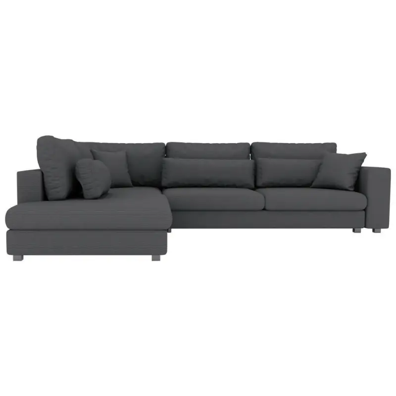Ecksofa in Cord Dunkelgrau