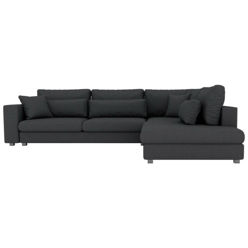 Ecksofa in Cord Dunkelgrau