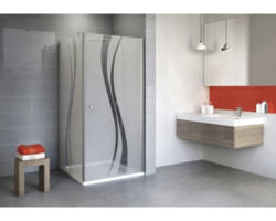 Drehtür mit Seitenwand Schulte Alexa Style 2.0 800x800x1920 mm Dekorglas Liane alunatur