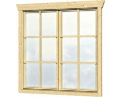 Doppelfenster für Gartenhaus 28 mm SKAN HOLZ 2x57,5x123,5 cm, natur