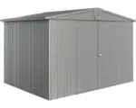 Hornbach Gartenhaus Biohort Europa inkl. Dachrinne Regale Set Lüftung 296 x 224 cm quarzgrau-metallic