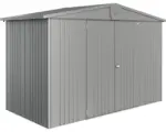 Hornbach Gartenhaus Biohort Europa inkl. Dachrinne Regale Set Lüftung 296 x 152 cm quarzgrau-metallic
