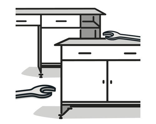 Werkseitige Montage Küpper Werkbank 120cm + 170cm oder Standschrank