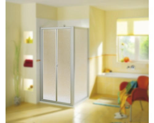 Falttür für Nische und Seitenwand Breuer Fara4 800x1850 mm Kunstglas alunatur