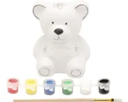 Kreativset Keramik Spardose Bär 10x11,5 cm weiß