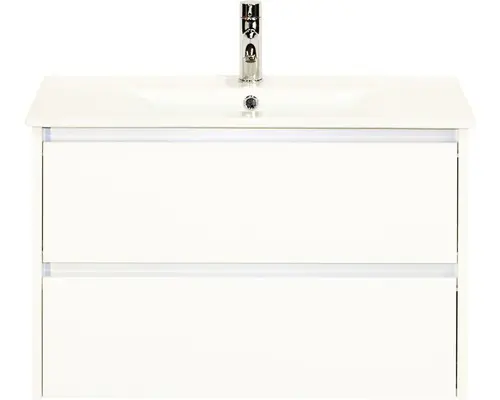 Waschbeckenunterschrank Sanox Dante Keramik 52x81x46 cm mit Keramikwaschbecken weiß hochglanz