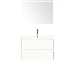 Badmöbel-Set Sanox Dante Keramik 170x81x46 cm Keramikwaschbecken weiß hochglanz mit LED-Beleuchtung