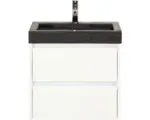 Hornbach Waschbeckenunterschrank Sanox Dante Naturstein 58x61x45,5 cm mit Natursteinwaschbecken weiß hochglanz