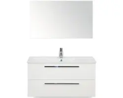 Badmöbel-Set Sanox Seville Keramik 52x101x46 cm Keramikwaschbecken weiß hochglanz mit Spiegel