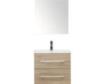 Hornbach Badmöbel-Set Sanox Stretto Keramik 170x61x39 cm Keramikwaschbecken Eiche grau mit Spiegelschrank