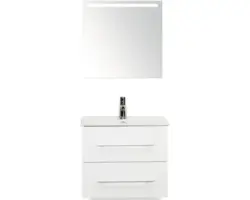 Badmöbel-Set Sanox Stretto Keramik 170x61x39 cm Keramikwaschbecken weiß hochglanz mit LED-Beleuchtung