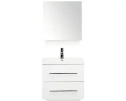 Badmöbel-Set Sanox Straight Mineralguss 170x60x40 cm Mineralgusswaschbecken weiß hochglanz mit Spiegelschrank