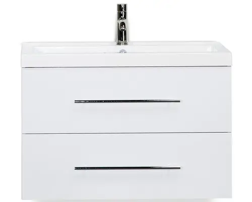 Waschbeckenunterschrank Sanox Straight Mineralguss 55x80x40 cm mit Mineralgusswaschbecken weiß hochglanz