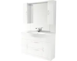 Badmöbel-Set Baden Haus Bahia 120 Mineralguss 185,25x121x50 cm Mineralgusswaschbecken weiß mit Spiegel