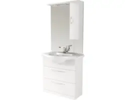 Badmöbel-Set Baden Haus Bahia Keramik 185,25x86x50 cm Keramikwaschbecken weiß mit Spiegel