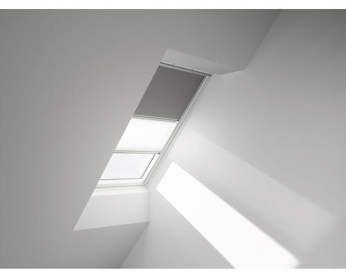 VELUX Vorteils-Set Verdunkelungsrollo uni grau und Faltstore Plissee weiß manuell Rahmen aluminium DFD CK02 0705S