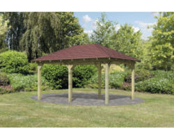 Pavillon Karibu Eco Taura mit Dachschindeln 289 x 429 cm kesseldruckimprägniert