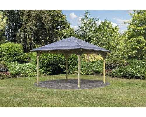 Pavillon Karibu Eco Riesa mit Haube 314 x 314 cm kesseldruckimprägniert