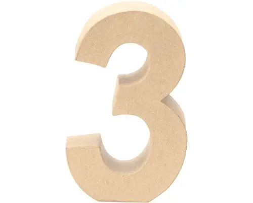 Zahl 3 Pappe 17,5x5,5 cm
