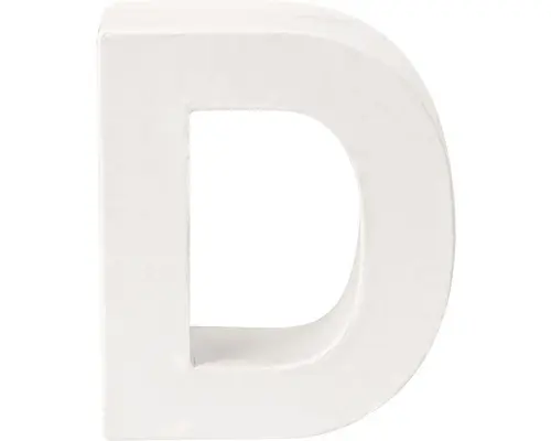 Buchstabe D Pappe 10x3,5 cm weiß