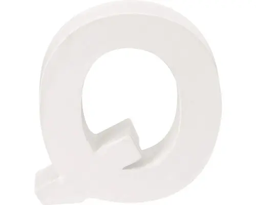 Buchstabe Q Pappe 10x3,5 cm weiß