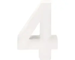Zahl 4 Pappe 10x3,5 cm weiß