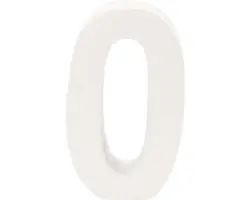 Zahl 0 Pappe 10x3,5 cm weiß