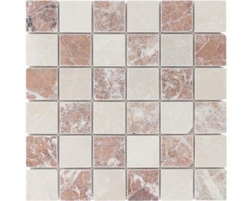 Natursteinmosaik Verona 30,5x30,5 cm creme rosa