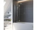 Hornbach Badewannenfaltwand Breuer 2-teilig 1000x1400 mm Montage Links Echtglas Klar hell alunatur