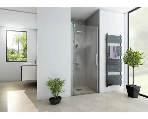 Drehtür für Nische Breuer Europa 1000x2000 mm Anschlag links Echtglas Klar hell chromoptik