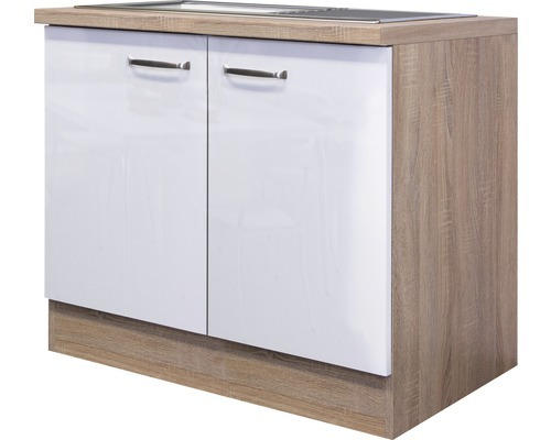 Spülenunterschrank Flex Well Valero weiß/Sonoma Eiche 100x80x60 cm