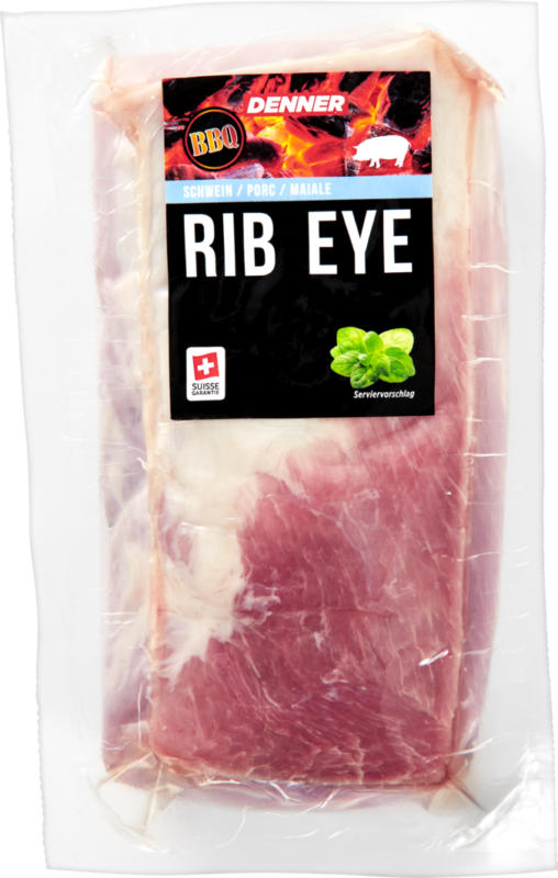 Denner BBQ Rib Eye, Schwein, ca. 600 g, per 100 g