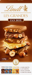 Tavolette di cioccolata Les Grandes Lindt, Fan Box, assortite: 1 x Fondente Nocciole, 2 x Latte Nocciole, 1 x Bianca Mandorla, 1 x Latte Nocciole-Caramello, 5 x 150 g
