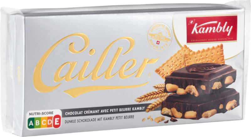 Tablette de chocolat Crémant Cailler avec Petit Beurre Kambly, 2 x 180 g