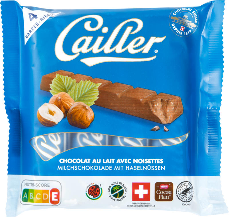 Cailler Riegel Milch-Haselnuss, 4 x 35 g