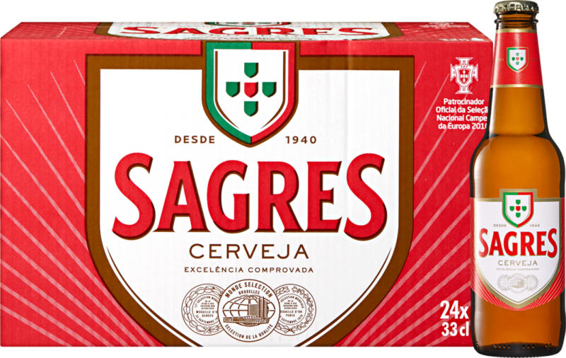 Birra Sagres, 24 x 33 cl