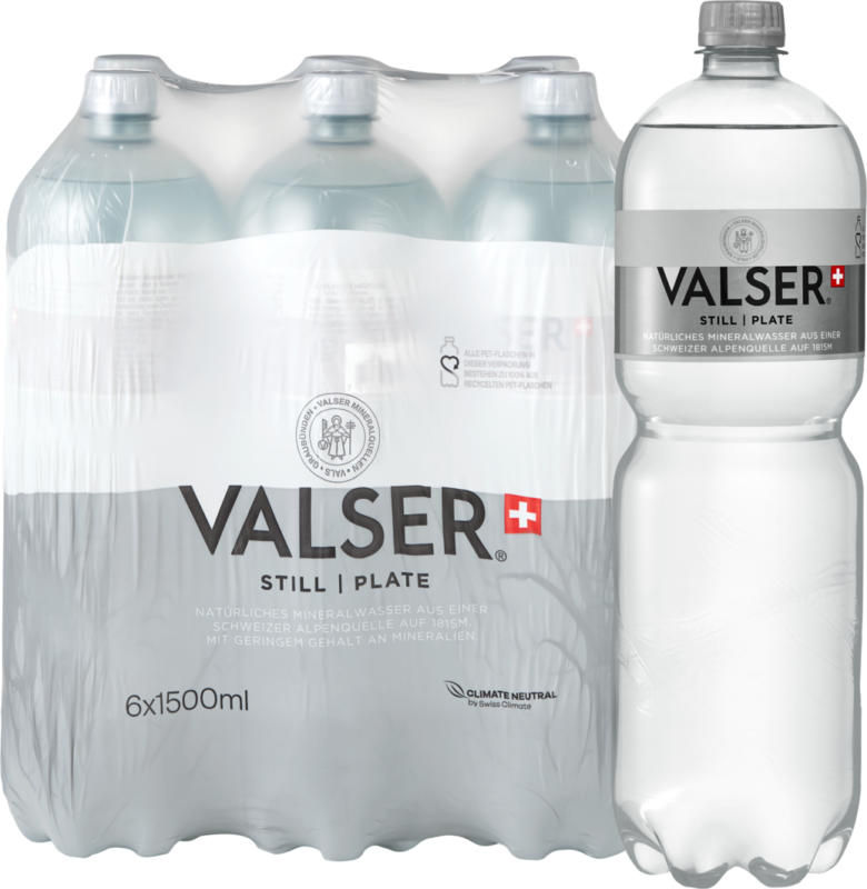 Acqua minerale Liscia Valser, 6 x 1,5 litri