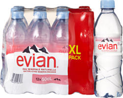 Eau minérale Evian, non gazeuse, 12 x 50 cl